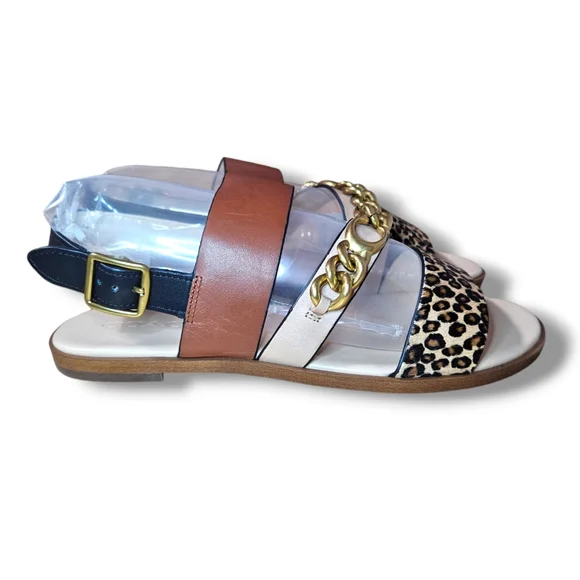 NWT Coach Heather Leopard Print Calf Hair Leather Sandals G4777 Size 7.5B EU38 - Picture 5 of 16